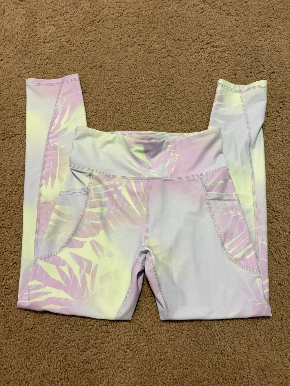 Old Navy Pastel Lavender & Mint Leaf-Print Girls' Leggings